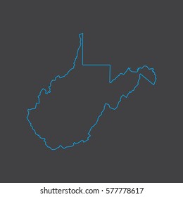 West Virginia map blue outline stroke line style