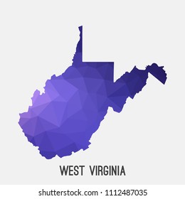 West Virginia map in geometric polygonal,mosaic style.Abstract tessellation,modern design background,low poly. Geometric cover, mockup. Vector illustration.