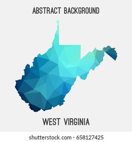 West Virginia map in geometric polygonal,mosaic style in cold shades.Abstract tessellation,modern design background,low poly. Vector illustration.