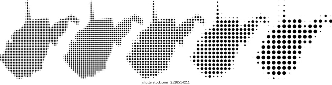 West Virginia Mapa de meio-tom em diferentes tamanhos.eps
