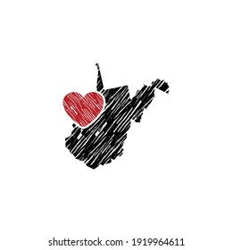 West Virginia Map And Heart Logo Design Template 002