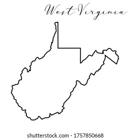 West Virginia map high quality vector. American state simple hand made line drawing map