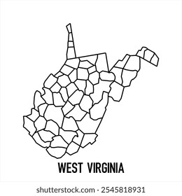 West Virginia map icon isolated on white background. Outline map. Simple line icon. Vector illustration