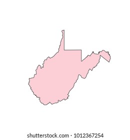 West Virginia map isolated on white background silhouette. West Virginia USA state.