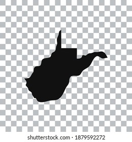 West Virginia map isolated on transparent background. Black map for your design. Vector illustration, easy to edit.