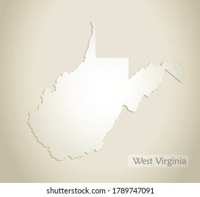 West Virginia Map, Old Paper Background Vector