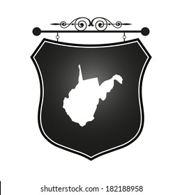 West Virginia map on heraldic sign