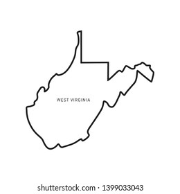 West Virginia Map Outline Vector Design Template. Editable Stroke