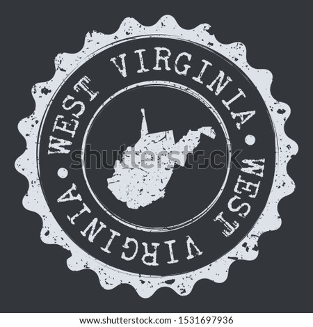 West Virginia Map Seal. Silhouette Postal Passport Stamp. Round Vector Icon Postmark.