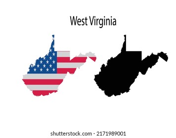 West Virginia Map Silhouette and Icon Vector Illustration 