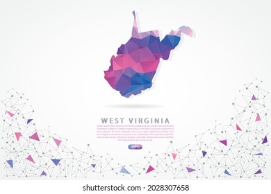 West Virginia map - State of USA Map International vector template with polygon pink color gradient isolated on white background for education, website, banner - Vector illustration eps 10