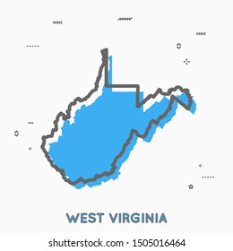 West Virginia map in thin line style. West Virginia infographic map icon with small thin line geometric figures. West Virginia state. Vector illustration linear modern concept