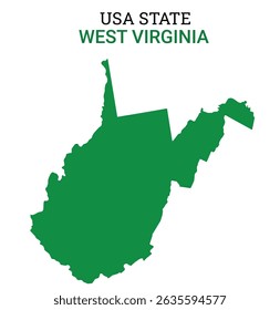 West Virginia map of USA state. West Virginia map vector illustration. West Virginia vector map on white background.