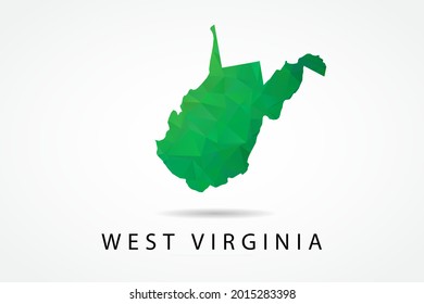 West Virginia Map - USA, United States of America map, World Map International vector template, low polygon style with green color isolated on white background - Vector illustration eps 10