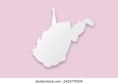 West Virginia Map - USA, United States of America Map vector template with paper cut style including shadow and white color on pink background for design, website - Vector illustration eps 10