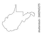 West Virginia map. West Virginia USA map vector. West Virginia outline map on white background