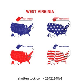 West Virginia map usamap usa map with usa flag design illustration vector eps format , suitable for your design needs, logo, illustration, animation, etc.