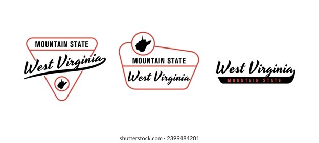 West Virginia - Mountain State. West Virginia state logo, label, poster. Vintage poster. Print for T-shirt, typography. Vector illustration