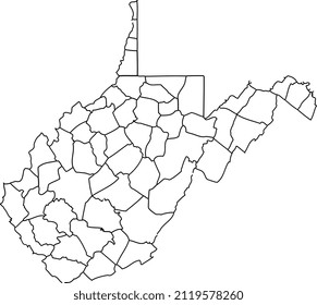 West Virginia - Outline Map With Counties