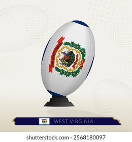 West Virginia Rugby Ball on Rugby Kicking Tees with Modern Design. Illustration perfect for sports, national pride, and rugby-related projects.