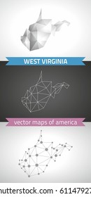 West Virginia. set graphic vector maps of West Virginia, polygonal, grey, mosaic, triangle illustrations