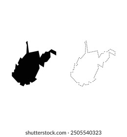 West Virginia silhouettes maps vector transparent background