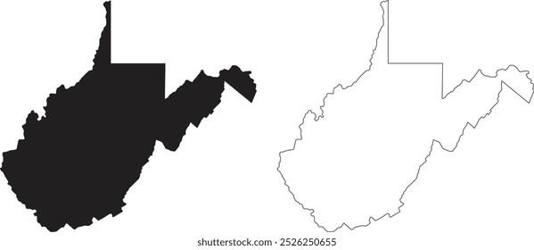 West Virginia Zustand Kontur Umriss Silhouette Vektorkarte