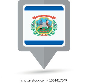 West Virginia state flag map icon. Vector illustration.