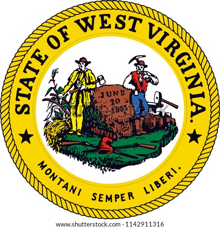 West Virginia State Flag Seal Love Heart United States America American Illustration