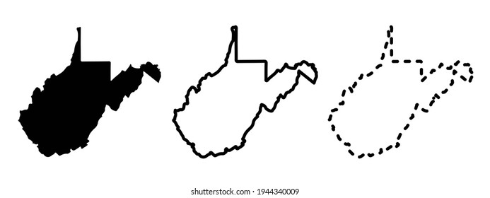 Bundesstaat West Virginia einzeln auf weißem Hintergrund, USA-Karte