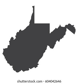 West Virginia state map in black on a white background. Vector illustration