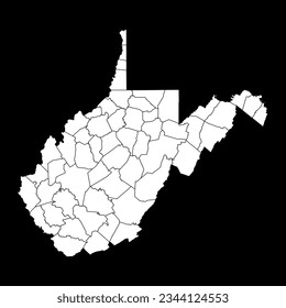 West Virginia state map with counties. Vector illustration.