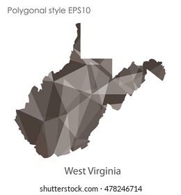 West Virginia state map in geometric polygonal,mosaic style.Abstract gems triangle,modern design background. Vector illustration EPS10