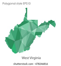 West Virginia state map in geometric polygonal,mosaic style.Abstract gems triangle,modern design background. Vector illustration EPS10