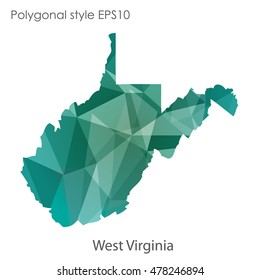 West Virginia state map in geometric polygonal,mosaic style.Abstract gems triangle,modern design background. Vector illustration EPS10