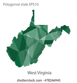 West Virginia state map in geometric polygonal,mosaic style.Abstract gems triangle,modern design background. Vector illustration EPS10