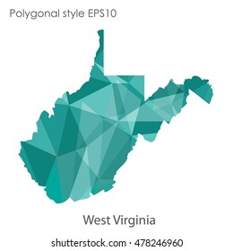 West Virginia state map in geometric polygonal,mosaic style.Abstract gems triangle,modern design background. Vector illustration EPS10