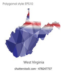 West Virginia state map in geometric polygonal,mosaic style.Abstract gems triangle,modern design background. Vector illustration EPS10