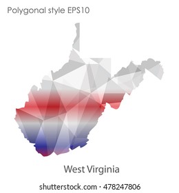 West Virginia state map in geometric polygonal,mosaic style.Abstract gems triangle,modern design background. Vector illustration EPS10