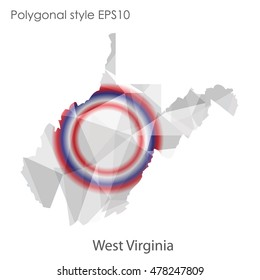 West Virginia state map in geometric polygonal,mosaic style.Abstract gems triangle,modern design background. Vector illustration EPS10