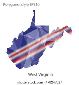 West Virginia state map in geometric polygonal,mosaic style.Abstract gems triangle,modern design background. Vector illustration EPS10