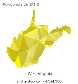 West Virginia state map in geometric polygonal,mosaic style.Abstract gems triangle,modern design background. Vector illustration EPS10