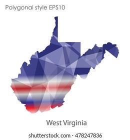 West Virginia state map in geometric polygonal,mosaic style.Abstract gems triangle,modern design background. Vector illustration EPS10