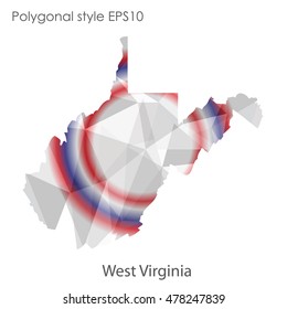 West Virginia state map in geometric polygonal,mosaic style.Abstract gems triangle,modern design background. Vector illustration EPS10