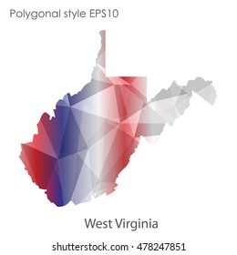West Virginia state map in geometric polygonal,mosaic style.Abstract gems triangle,modern design background. Vector illustration EPS10