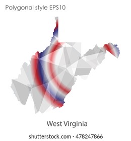 West Virginia state map in geometric polygonal,mosaic style.Abstract gems triangle,modern design background. Vector illustration EPS10
