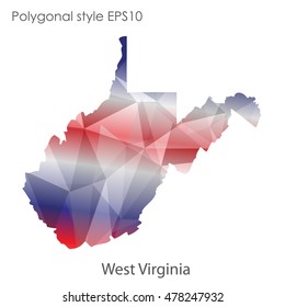 West Virginia state map in geometric polygonal,mosaic style.Abstract gems triangle,modern design background. Vector illustration EPS10