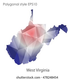 West Virginia state map in geometric polygonal,mosaic style.Abstract gems triangle,modern design background. Vector illustration EPS10