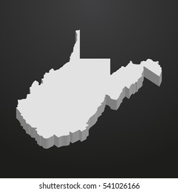 West Virginia State map in gray on a black background 3d