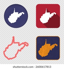 West Virginia State Map Icons Collection